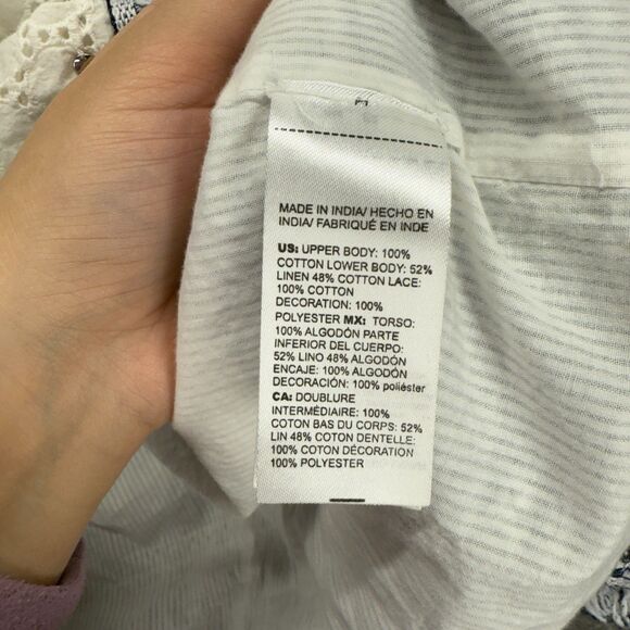 Chico's Jacket Women 3 White Striped Collared 3/4 Sleeve Open Front Cotton - Picture 4 of 8